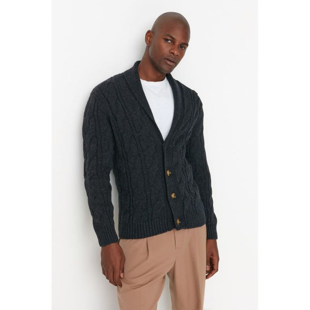 NWT Trendyol Men Slim fit Turndown Collar Knitwear Cardigan